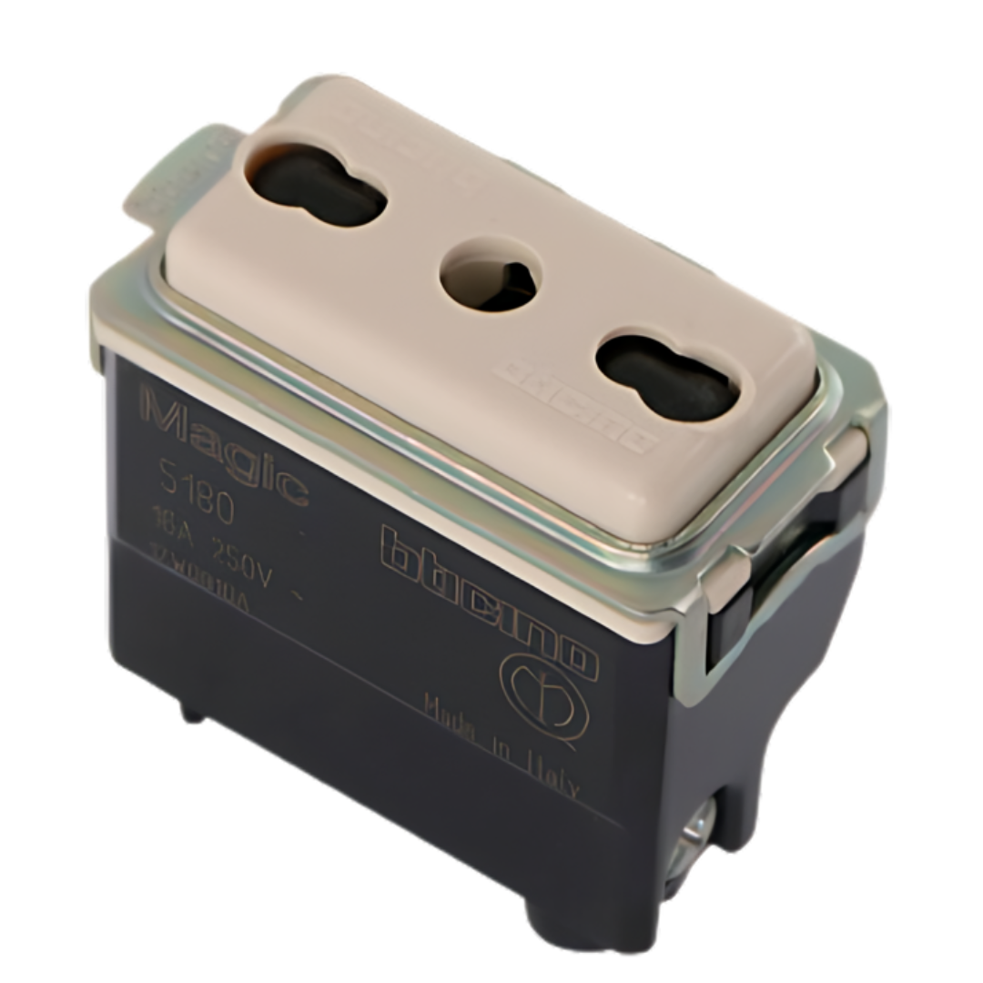Modulo enchufe hembra 2P+T 10 Y 16A 250V AC Magic de Bticino 5180